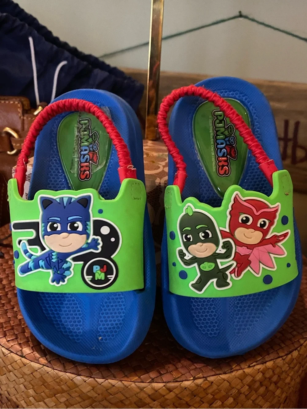 PJ Masks toddler slide sandals feature a comfortable foam design - Size 5/6
